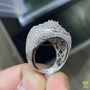 Custom Round Moissanite Diamond <b>Ring</b> For <b>Men</b> Hip Hop White Gold <b>Ring</b> Design - Product Image 2