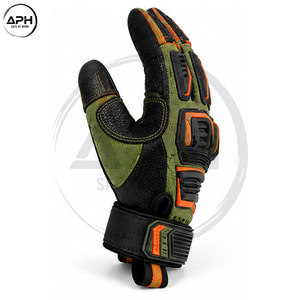 Guantes Mecánicos Personalizados Verde Naranja, Guantes de Trabajo de Dedo Completo, Cierre de Muñeca Ajustable, OEM - Product Image 4
