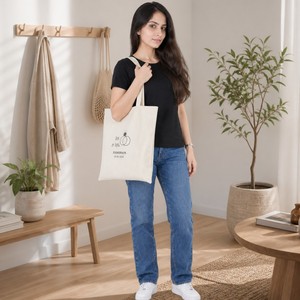 Bolsa de Lona Personalizada EcoDari con Diseño de Carta de Bienvenida de Boda, Tamaño Grande, con Asa Larga para el Hombro - Product Image 2