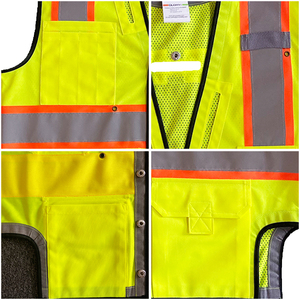Veste de sécurité réfléchissante OEM imperméable en gros, plusieurs tailles, avec plusieurs poches - Product Image 5