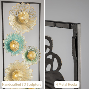 Set of 2 Large Rectangular Metal <b>Wall</b> <b>Panels</b> Abstract Floral Artwork for Living Room Bedroom Kitchen Hallway Modern Home Decor - Product Image 5