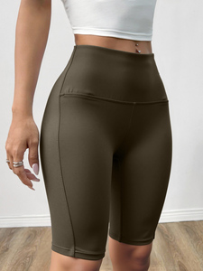 Shorts de sport taille haute en polyester à compression avec poches, séchage rapide, coupe ajustée pour femme - Product Image 5