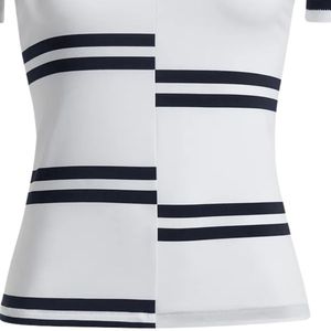 Polo Sublimado a Rayas Blancas y Negras para Mujer, Manga Corta, Estilo Deportivo, Cómodo para Golf y Actividades al Aire Libre - Product Image 6