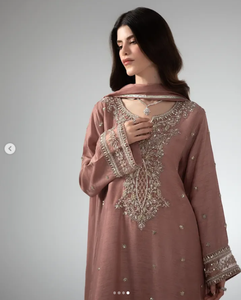 Kurta rose élégante pour femme avec broderie, tenue traditionnelle indienne et pakistanaise pour mariage, longueur au sol, coupe classique, toutes saisons - Product Image 4