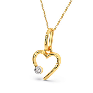 Collier pendentif stéthoscope cœur ajouré avec diamant - Product Image 1