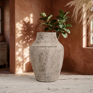 Vase en terre cuite rustique Orivase, pot de table en argile, vase artisanal en terre cuite, urne décorative en céramique, 18x33cm - Product Image 4