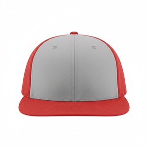 Custom Logo 2-Tone Grey and Red Baseball Cap Laser Cut Vent Holes 6 Panel Sport Hat Flat Brim Snapback Hip Hop Cap Streetwear - Product Image 3