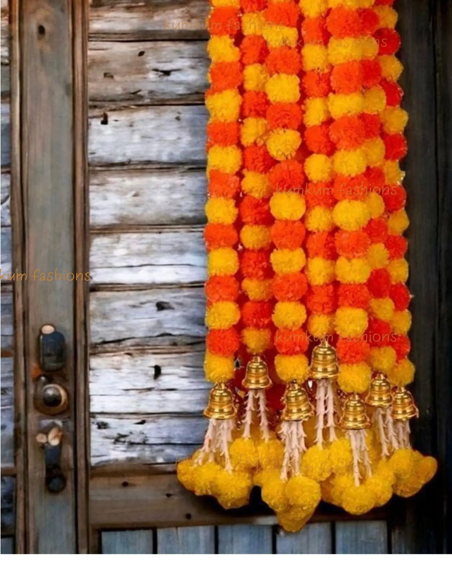 Artificial Flower Garland Lines Marigold Mango Flower Strings Double Colour With Bell Indian Wedding Decor Home Decor Wedding Ba
