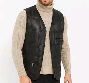 Gilet en cuir classique pour homme, col montant, style motard, nouvelle collection automne-hiver - Product Image 2