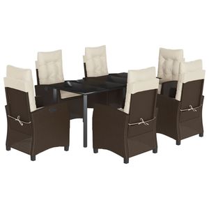 Set da Pranzo da Giardino in Rattan Marrone per 6 Persone, Resistente alle Intemperie, Design Contemporaneo - Product Image 2