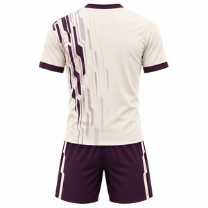 ชุดฟุตบอล OEM ลายพิมพ์ไอวอรี่พลัมแบบนามธรรม เสื้อเจอร์ซีย์และกางเกงขาสั้นเข้าชุดสำหรับทีม - Product Image 3
