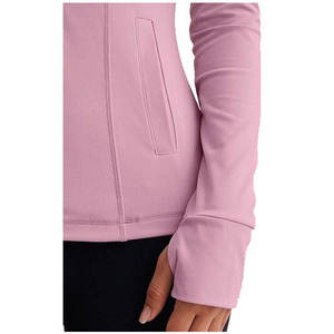 Veste polaire rose à manches longues et fermeture éclair pour femme, tricotée, respirante, couleur unie, col montant, longueur normale, pour l'automne - Product Image 6