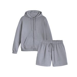 Ensemble sweat à capuche et short en coton uni personnalisable pour femme – Vêtements décontractés respirants de haute qualité pour femme - Product Image 3