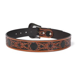 Ceintures Western pour hommes en cuir de vachette, gravées à la main avec motifs floraux, prix de gros avec service OEM/ODM à bas prix - Product Image 2