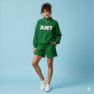 Ensemble hiver femme 100% coton, col montant et short, personnalisable, respirant, impression de logo, service OEM - Product Image 4