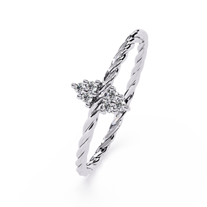 แหวนเพชรทองคำขาว 14k ทรงเกลียวแบบเชือกบิดสำหรับผู้หญิง ทรงกลมเจียระไนแบบบริลเลียนท์ คลาสสิก วงแหวนเกลียวสำหรับหมั้น - Product Image 6