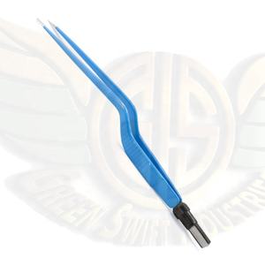 Pince bipolaire antiadhésive de super qualité pince à épiler électro chirurgicale droite incurvée verte rapide Instruments chirurgicaux vétérinaires - Product Image 4