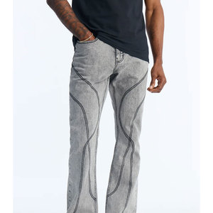Jeans droits en denim SDL pour hommes, de haute qualité, avec logo personnalisé, délavage usé, taille mi-haute, style décontracté et urbain - Fabricant OEM - Product Image 1