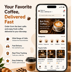 Application mobile de livraison de café intelligente, gestion des commandes de café pour les clients, livraison instantanée, compatible Android, iOS et web - Product Image 1