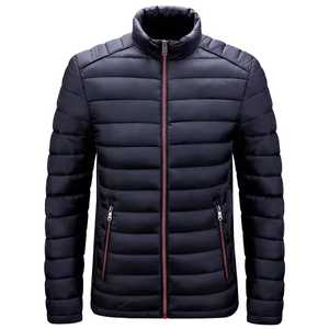 Veste d'hiver matelassée pour homme, col montant, fermeture éclair, couleur unie, style décontracté, respirante, extérieur en polyester, coupe-vent, coupe ajustée - Product Image 5