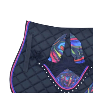 Tapis de selle Black Horse Galaxy assorti aux bonnets, pour équitation, en tissu coton, motifs originaux, tapis de selle polyvalent - Product Image 2
