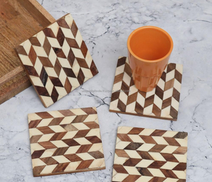 Juego de Posavasos Cuadrados de Madera Ecológicos Modernos, Tapetes/Almohadillas en Blanco para Café, Té, Mesa de Comedor, Cocina, Fiestas, Bodas, Accesorios - Product Image 2