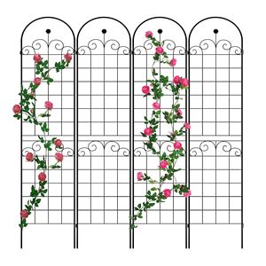 Set di 4 Tralicci da Giardino in Metallo Nero Antiruggine 86,7 X 19,7 cm, Supporto per Piante Rampicanti da Esterno - Product Image 4
