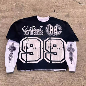 T-shirts pour hommes, imprimé lettres vintage, style gothique, style streetwear Harajuku, sweat-shirt décontracté ample, mode urbaine avec tissu de haute qualité - Product Image 4