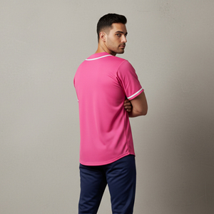 เสื้อเบสบอลปักโลโก้คุณภาพดี แขนสั้น แห้งเร็ว สีพื้น รับผลิตแบบ OEM ตามสั่ง - Product Image 2