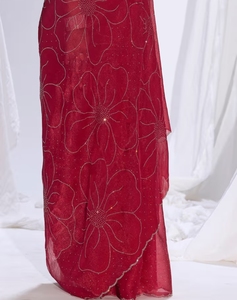 KV Women's Traditional Silk <b>Satin</b> Pink Embellished Designer <b>Saree</b> with Unstitched Blouse for Party Occasions - Product Image 6