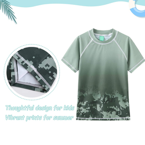 T-shirt de sport pour homme à col rond, manches courtes, séchage rapide, camouflage dégradé, polyester, coupe classique, impression par sublimation, pour la natation - Product Image 2