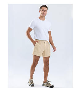 Shorts décontractés amples pour hommes en coton bouclette 5,5 pouces, taille haute élastique, multi-poches, brodés, anti-plis, pour le quotidien et la marche - Product Image 3