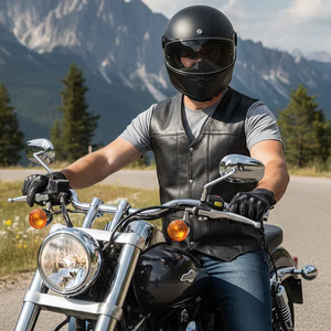 Gilet en cuir sans manches pour motard, personnalisé, pour club de motards, gilet de route pour motard - Product Image 3