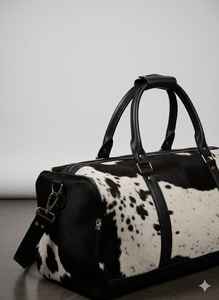 Sac de voyage en cuir véritable style western avec fourrure de vache, marque privée LHDB-0165 - Product Image 6