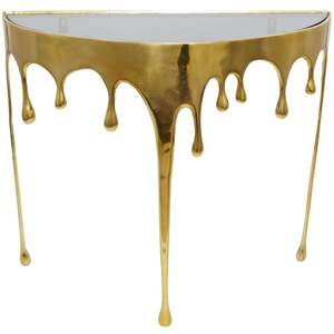 Modern Coffee <b>Table</b> With Drip Design <b>Mirrored</b> Glass Top Contemporary Living Room Furniture 36.25x32.25 Inches - Product Image 6