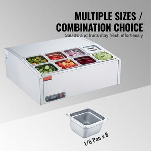 Stazione di Preparazione Condimenti da Banco 140 W con 8 Vaschette in Acciaio Inox 1/6, Refrigerante R134a, Corpo in Acciaio Inox 304 - Product Image 3
