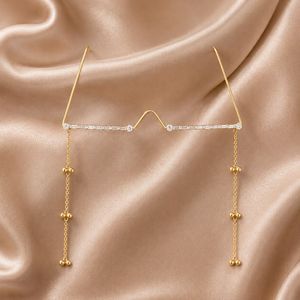 Fashion AD Rimless Lensless Glasses with Decorative Chains-Statement Party <b>Eyewear</b> for Women - Product Image 2