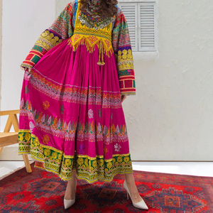 New Arrival Modern Tone Knee-Length Afghan Kuchi Wedding <b>Dresses</b> Handmade Multicolor Tribal Appliques Afghan Kuchi <b>Dress</b> - Product Image 6