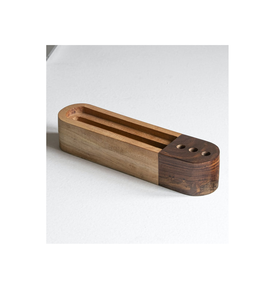 Porta Tarjetas de Visita de Madera Natural Pulida Hecho a Mano, Decoración de Escritorio para Oficina o Escuela, Artesanía Decorativa U F INTERNATIONAL Promocional - Product Image 5