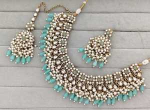 Indian Traditional Antique Gold Plated Kundan Choker Necklace <b>Set</b> Pastel MIX Gemstone Bead Bridal Jewelry <b>Set</b> with Earring - Product Image 5