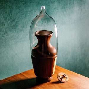 Brûleur à Bakhoor Art Déco ArtisanVibe en Bois de Redwood Fait Main avec Couvercle en Verre Transparent, Aromatique, Écologique, Traditionnel Arabe - Product Image 2