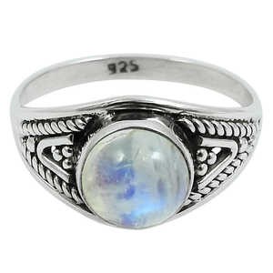Anillo de piedra lunar arcoíris natural, hecho a mano, de plata de ley 925, para venta al por mayor, joyería bohemia. - Product Image 1