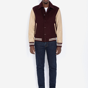 Custom Hot Selling Wool Varsity Jackets Leather Sleeve High Quality Letterman Jacket For <b>Men</b> - Product Image 3