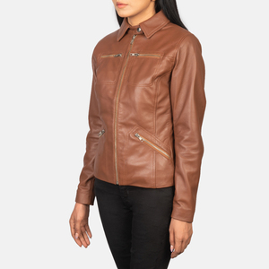 High Quality Women's Winter <b>Quilted</b> Genuine Leather Bomber Jacket Custom Logo Colors OEM Zipper Closure Available Plain Dyed - Product Image 4