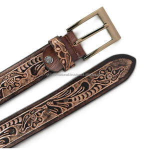 Made from Durable Buffalo <b>Leather</b> hand carved Floral Engraved Designer Western <b>Leather</b> <b>tooling</b> <b>belt</b> for cowboy cowgirl - Product Image 6