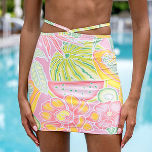 Wholesale Bikini Set <b>Women's</b> Tropical Print Triangle Top High Waist Bottom Wrap Mini <b>Skirt</b> 3 Piece <b>Swimsuit</b> Beach Resort Summer - Product Image 3