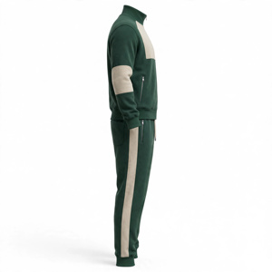 <b>Men</b> Color Blocking Tracksuit Full Zip Stand Collar Casual Wear Polyester Cotton Blend Autumn Style Regular Fit Side Pockets - Product Image 4