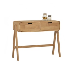 Modern Contemporary Natural Oak Solid Wood <b>Console</b> <b>Table</b> Entryway <b>Table</b> Drawers <b>Storage</b> Round Corner Style for Living Room Use - Product Image 2