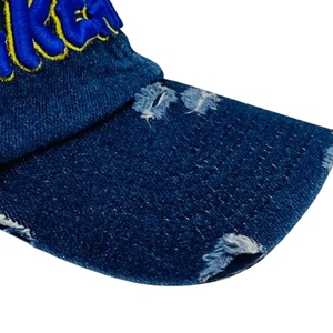 <b>Navy</b> Blue Embroidered <b>Baseball</b> <b>Cap</b> Yellow Outline Panther Lettering Curved Brim Adjustable Casual Sports Hat Custom Headwear - Product Image 4