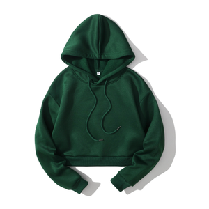 Women's Solid Color Short <b>Crop</b> Hoodie <b>Long</b> <b>Sleeve</b> Casual Hooded Sweatshirt 100% Cotton Knitted Breathable Autumn Wear - Product Image 5
